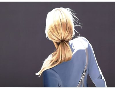 SABINE LIEBCHEN, Mädchen mit blauer Jacke, 2019, Lithograohie, 61 x 100 cm, Auflage 40 - Galerie Hegemann