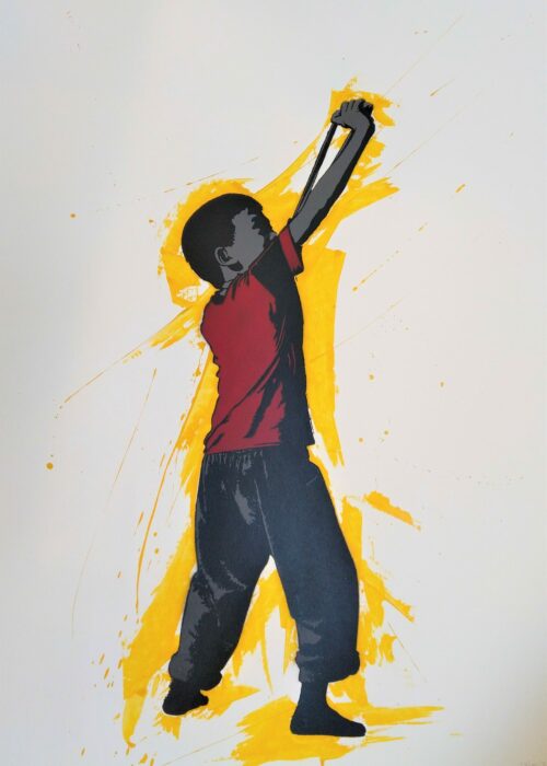 ALIAS Slingshot (yellow), 2018, MT auf Bütten, 70x50 cm, Auflage 7 - GALERIE HEGEMANN